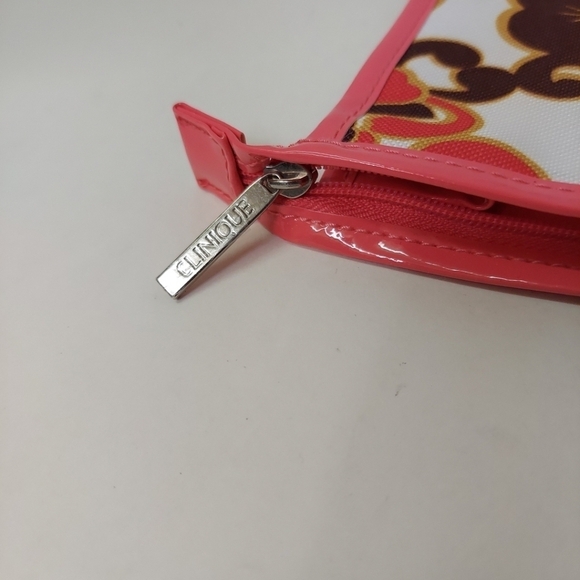 Milly for Clinique Make Up Bag Cosmetic Case Zipper Pink Brown Flower Floral - Picture 3 of 12